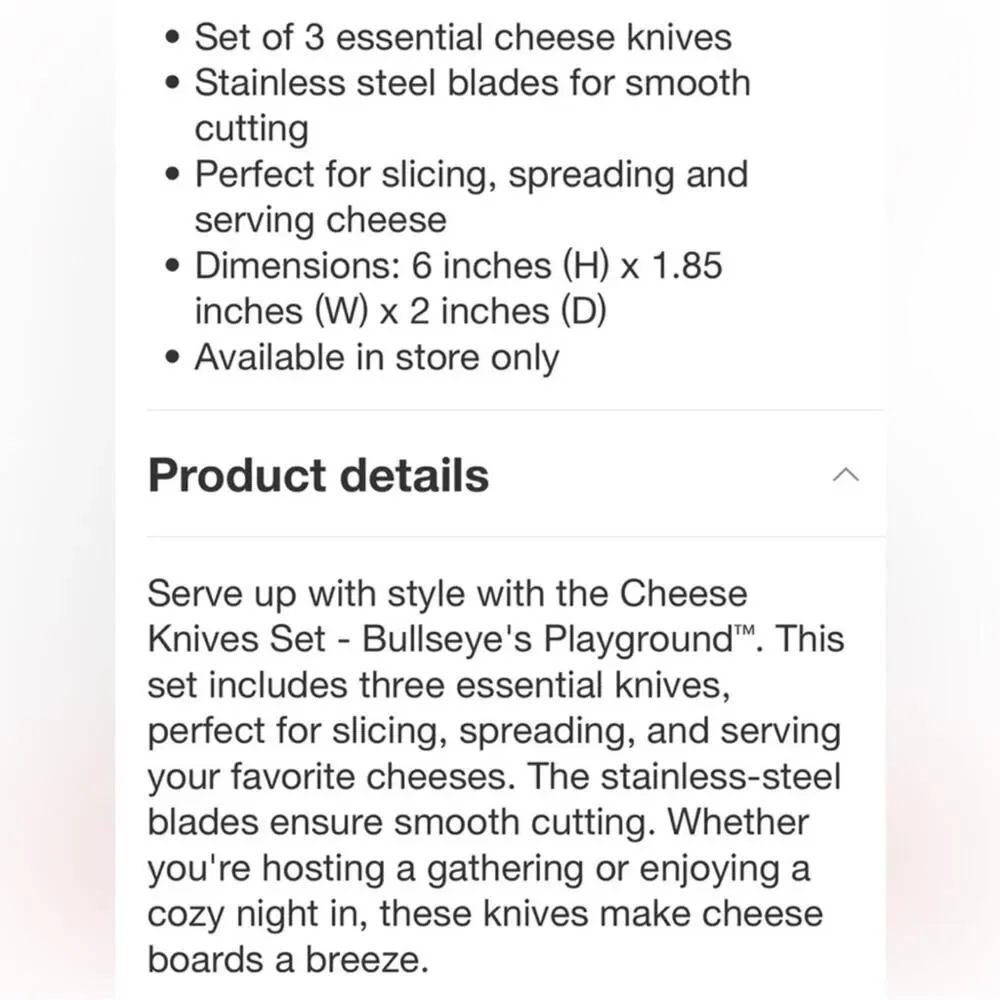 TARGET BULLSEYE PLAYGROUND NWT 3pc cheese knives set -green